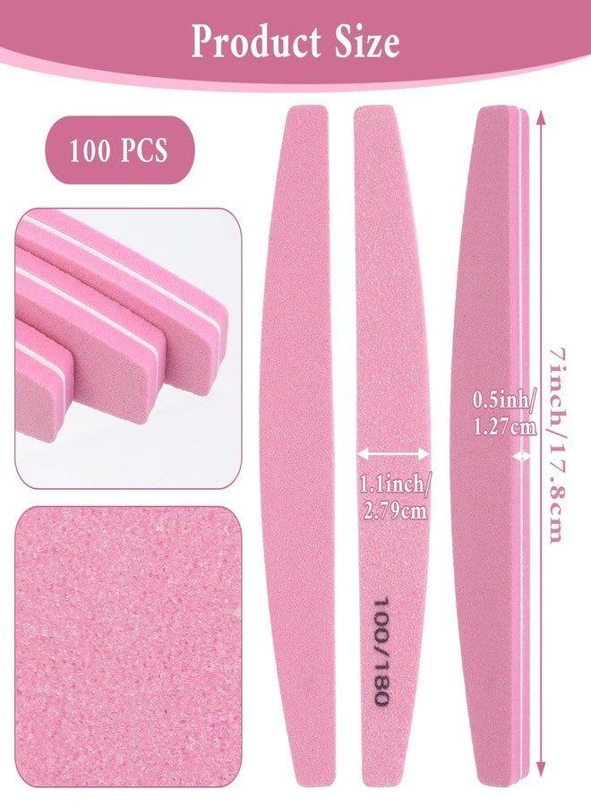 JOUTYFOR 100 Pack Nail Buffers 100/180 Grit Heavy Duty Nail Files for Women Washable Double Sided Nails Sanding Block File for Acrylic Natural Gel Nails, Pink - Image 2